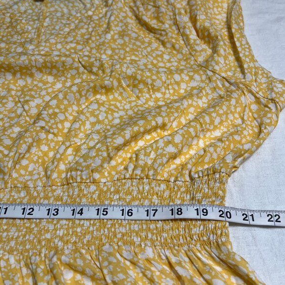 croft & barrow Women's Midi Dress Yellow Floral Smocked Waist Size 2X Pullover - Picture 6 of 7